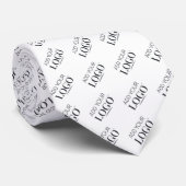 Custom White Business Logo Pattern Professional Stropdas (Opgerold)