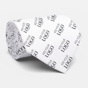 Custom White Business Logo Pattern Professional Stropdas