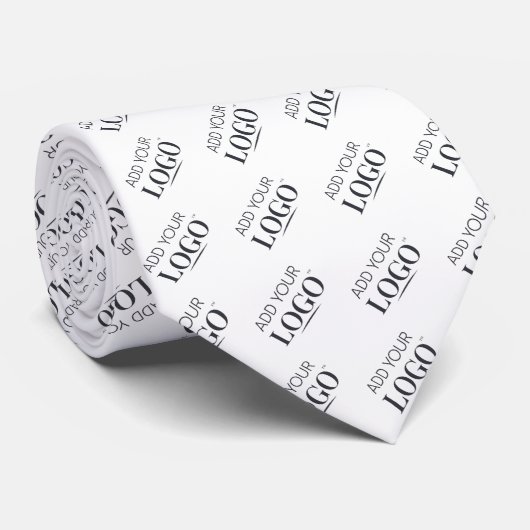 Custom White Business Logo Pattern Professional Stropdas (Opgerold)