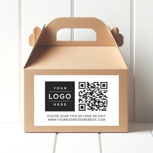 Custom White Business Logo QR Code Rechthoekige Sticker