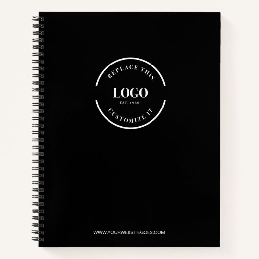 Custom White Business logo website Eenvoudig zwart Notitieboek (Voorkant)