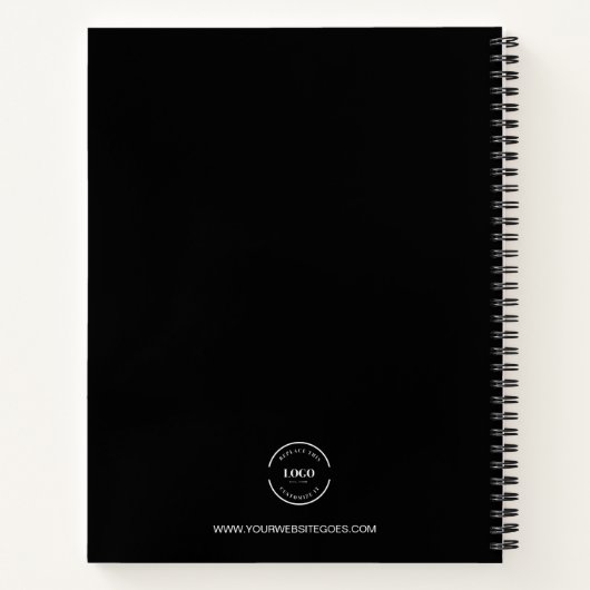 Custom White Business logo website Eenvoudig zwart Notitieboek (Achterkant)