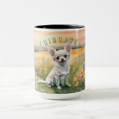 Custom White Chihuahua Sunrise, Miniatuur Liefde Koffiemok (Midden)