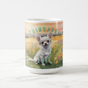 Custom White Chihuahua Sunrise, Miniatuur Liefde Koffiemok