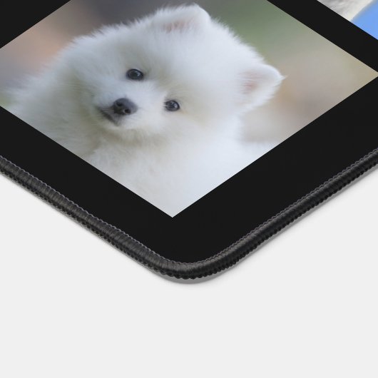 Custom White Dog Foto's op Black Desk Mat (Hoek)