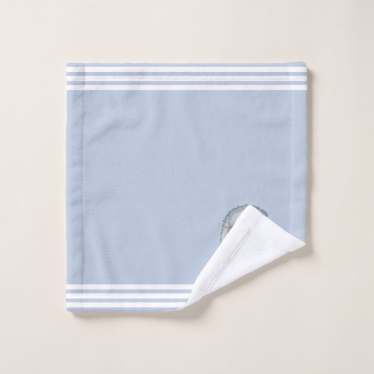 Custom White Eagle & Three Stripes op lichtblauw Bad Handdoek (Wasdoekje)