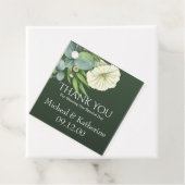 Custom White Floral Emerald Green Bedankt Bedankjes Labels (In situ)