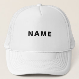 Custom White Hat Featuring Bold NAME Letter Design Trucker Pet