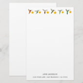 Custom White Holdidays kolibries briefpapier (Voorkant / Achterkant)