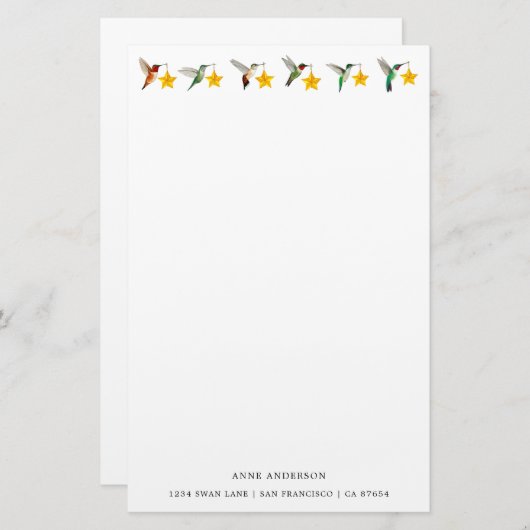 Custom White Holdidays kolibries briefpapier (Voorkant / Achterkant)