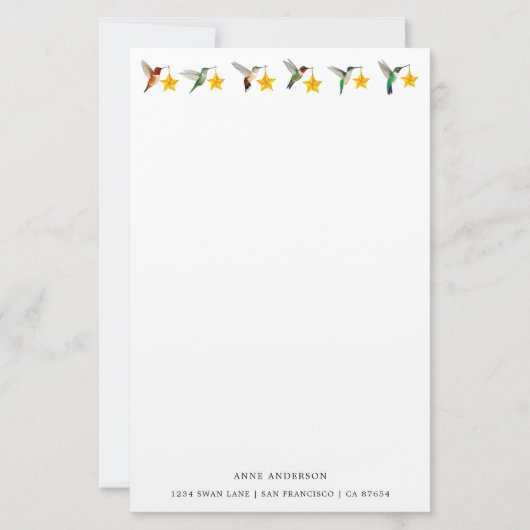 Custom White Holdidays kolibries briefpapier (Voorkant)