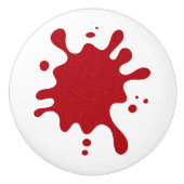 Custom White Knob with Tomato Red Splash Design Keramische Knop (Voorkant)