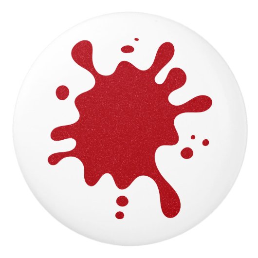 Custom White Knob with Tomato Red Splash Design Keramische Knop (Voorkant)
