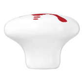 Custom White Knob with Tomato Red Splash Design Keramische Knop (Zijkant)