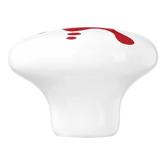 Custom White Knob with Tomato Red Splash Design Keramische Knop (Zijkant)