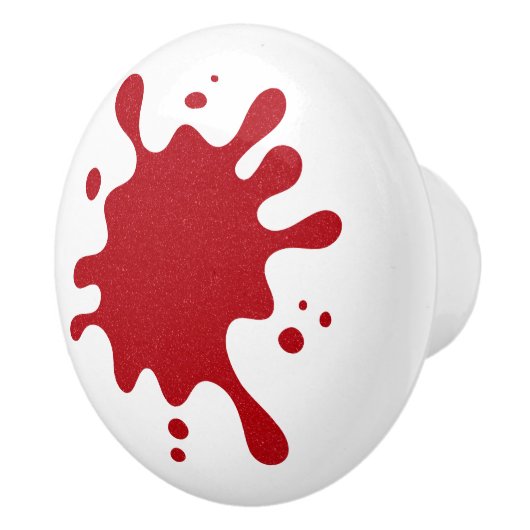 Custom White Knob with Tomato Red Splash Design Keramische Knop (Rechts)