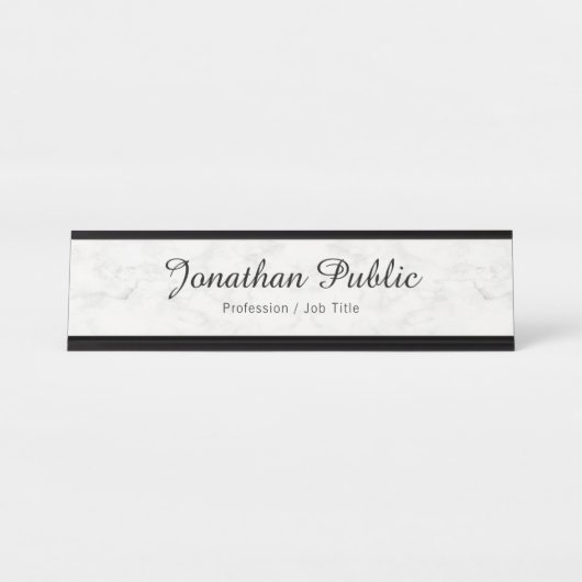 Custom White Marble Modern Elegant Professional Bureau Naambordje (Voorkant)