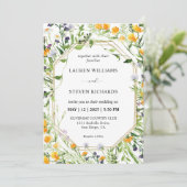 Custom White Meadow Flowers Golden Lijst Wedding Kaart (Staand voorkant)