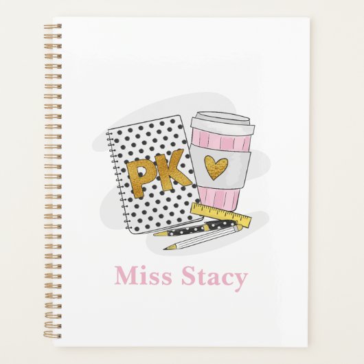 Custom White Pre K Teacher School Planner (Voorkant)