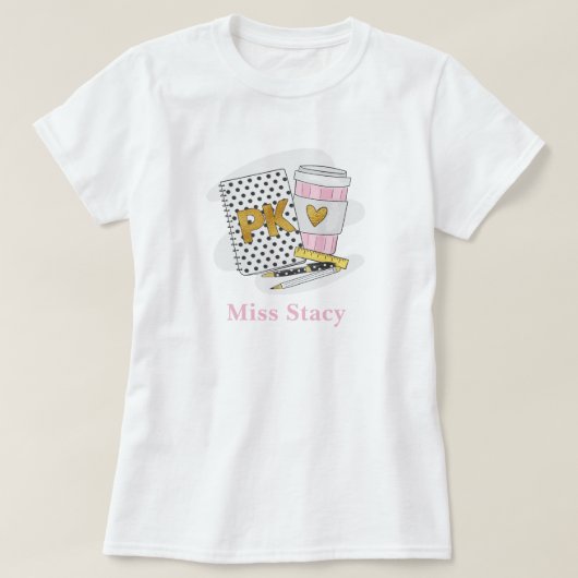 Custom White Pre K Teacher School T-shirt (Design voorkant)