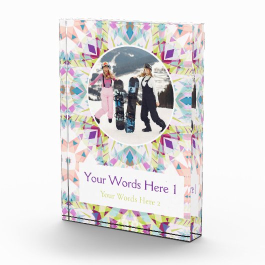 Custom White Purple Green Christmas Decor Gift Fotoblokken (Rechts)