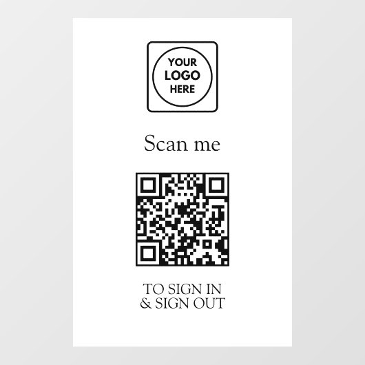 Custom White QR Sign-In | Visitor & Employee  Raamsticker (Vel)