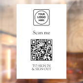 Custom White QR Sign-In | Visitor & Employee  Raamsticker (Vel 2)