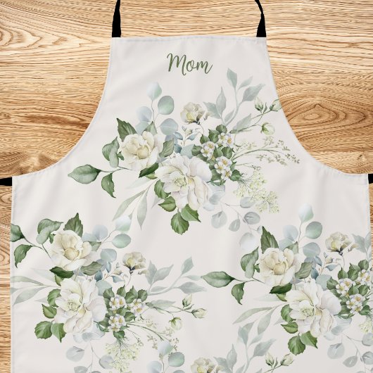 Custom White Roses Mothers Day Schort
