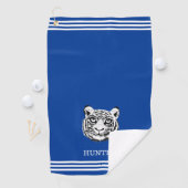 Custom White Tiger en Three Stripes op Royal Blue Golfhanddoek (Insitu)