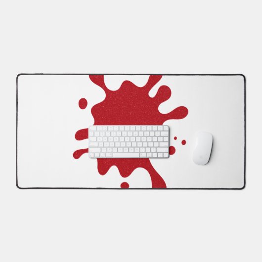 Custom White & Tomato Red Ink Splash Desk Mat (Keyboard & Muis)