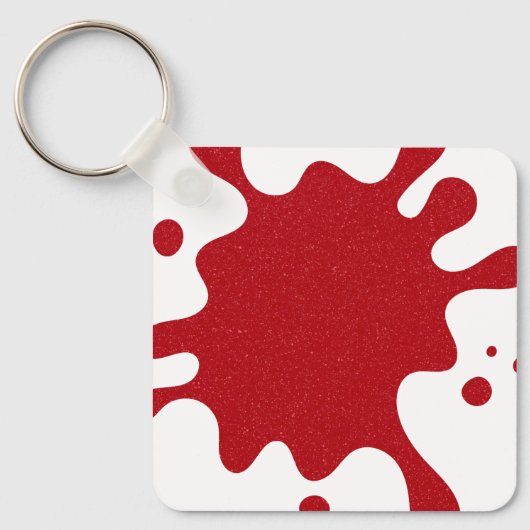 Custom White & Tomato Red Paint Splatter Keychain (Voorkant)
