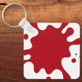 Custom White & Tomato Red Paint Splatter Keychain (Voorkant)