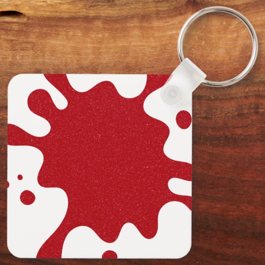 Custom White & Tomato Red Paint Splatter Keychain (Achterkant)