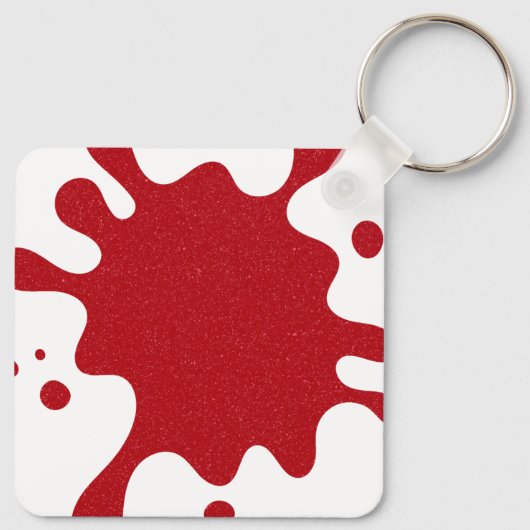 Custom White & Tomato Red Paint Splatter Keychain (Achterkant)