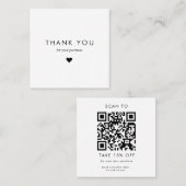 Custom White Typography Business QR Code Dank u Kortingskaartje (Voorkant / Achterkant)