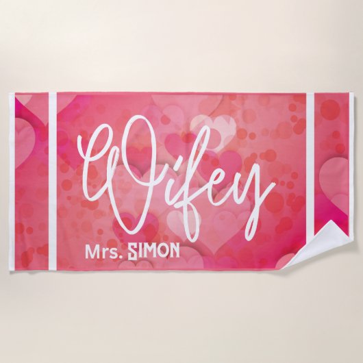 Custom Wifey Heart Strandlaken (Voorkant)