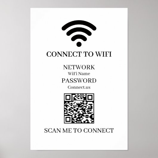 Custom WiFi QR | Easy Network Scan Display Poster (Voorkant)