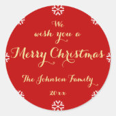 Custom Wij wensen u een vrolijk kerstfeest sneeuwv Ronde Sticker (Voorkant)