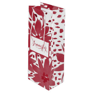 Custom Wijn Bloemen Ontwerp Ruby Rood Gift Bag Cadeautas