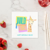 Custom Wild & Drie Giraffe 3e Verjaardag servetten (Insitu)