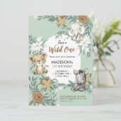 Custom Wild One Green White Oerwoud Animals thema Kaart (Staand voorkant)