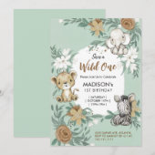 Custom Wild One Green White Oerwoud Animals thema Kaart (Voorkant / Achterkant)