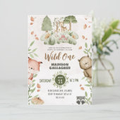 Custom Wild One Roze Groene Witte Dieren thema Kaart (Staand voorkant)