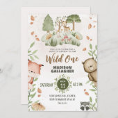 Custom Wild One Roze Groene Witte Dieren thema Kaart (Voorkant / Achterkant)