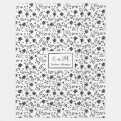 Custom Wildflower Blanket Minimalist Monogram Art Fleece Deken (Voorkant)
