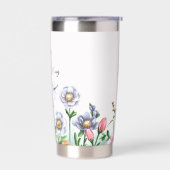 Custom Wildflower & Butterflies Stainless Bottle Geïsoleerde Drinkbeker (Links)