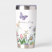 Custom Wildflower & Butterflies Stainless Bottle Geïsoleerde Drinkbeker (Voorkant)