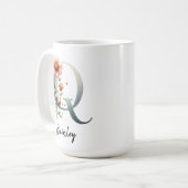 Custom Wildflower Initial Mug for Mom or Grandma Koffiemok (Voorkant links)