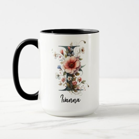Custom Wildflower Monogram Mug for Women Mok (Links)