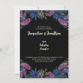 Custom Wildflower Schotse distels zwart bruiloft Kaart (Voorkant)